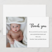 Eenvoudige Cute Custom Photo Newborn New Baby Show Bedankkaart (Voorkant / Achterkant)