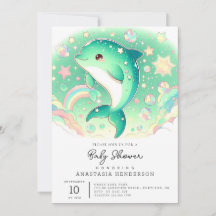 Eenvoudige Cute Dolfijn Baby Shower