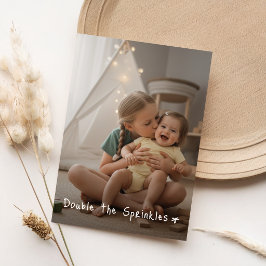 Eenvoudige Cute Gezamenlijke Foto Dubbel Verjaarda Kaart