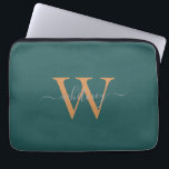 Eenvoudige Cute Green Monogram Naam en Initiaal Laptop Sleeve<br><div class="desc">Een leuke monogram naam en initiaal ontwerp op een eenvoudige groene achtergrond. Perfect voor dagelijks gebruik.</div>
