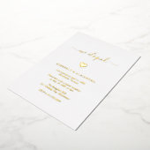 Eenvoudige Cute Hart Gouden Moderne Trouwreceptie Folie Uitnodiging (Gedraaid)
