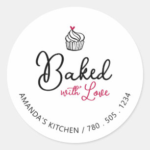 Eenvoudige Cute Heart Baked with Love-pakketsticke Ronde Sticker