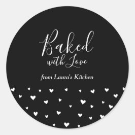 Eenvoudige Cute Hearts Baked with Love-pakketstick Ronde Sticker
