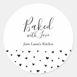 Eenvoudige Cute Hearts Baked with Love-pakketstick Ronde Sticker