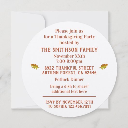 Eenvoudige Cute Herfst Thanksgiving Familie Ontmoe Kaart (Achterkant)