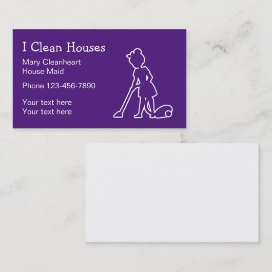 Eenvoudige Cute House Cleaning Service Visitekaartje (Voorkant / Achterkant)