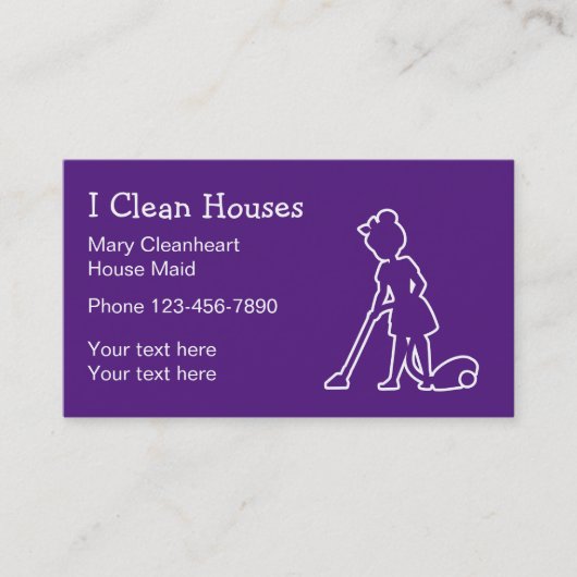 Eenvoudige Cute House Cleaning Service Visitekaartje (Voorkant)
