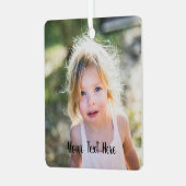 Eenvoudige Cute Kerst Foto en Script Tekst Metalen Ornament (Voorkant links)