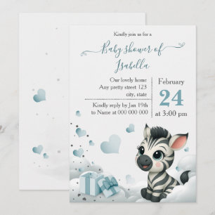 Eenvoudige cute kleine zebra baby shower uitnodigi kaart