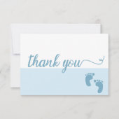 Eenvoudige Cute modern blue Script baby douche Bedankkaart (Voorkant)