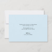 Eenvoudige Cute modern blue Script baby douche Bedankkaart (Achterkant)
