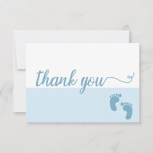 Eenvoudige Cute modern blue Script baby douche Bedankkaart