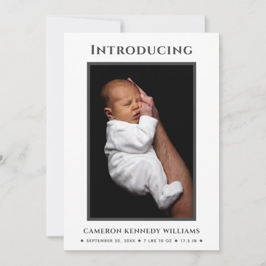 Eenvoudige Cute Newborn Custom Photo Hallo Baby Bi Aankondiging (Voorkant)