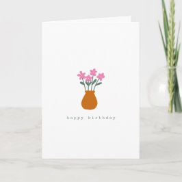 Eenvoudige 'Cute Pink Flower'-minimaliseringsdag Kaart