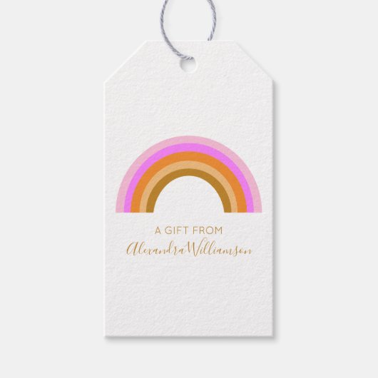Eenvoudige Cute Retro Rainbow persoonlijke cadeaus Cadeaulabel (Voorkant)