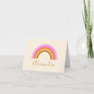 Eenvoudige Cute Retro Regenboog Gepersonaliseerde  Notitiekaartje