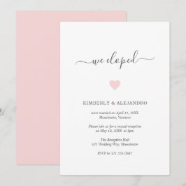 Eenvoudige Cute Roze Hart Moderne Trouwreceptie Kaart