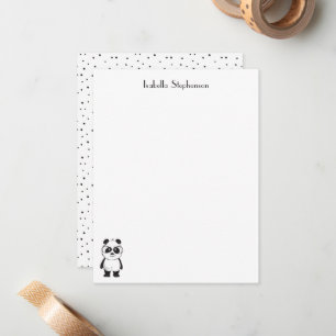 Eenvoudige Cute Zwarte Witte Panda Persoonlijk Notitiekaartje
