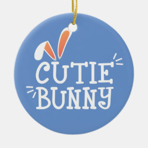 Eenvoudige Cutie Bunny Easter Typografie ORNAMEN Keramisch Ornament