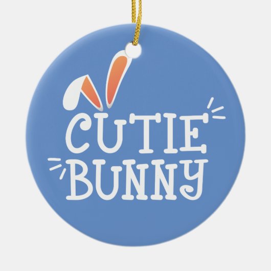 Eenvoudige Cutie Bunny Easter Typografie | ORNAMEN Keramisch Ornament (Voorkant)