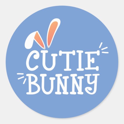 Eenvoudige Cutie Bunny Pasen Typograaf | Sticker S (Voorkant)