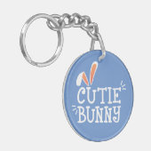 Eenvoudige Cutie Bunny Pasen Typografie | Button S Sleutelhanger (Voorkant Links)