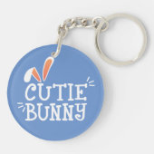 Eenvoudige Cutie Bunny Pasen Typografie | Button S Sleutelhanger (Achterkant)