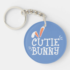 Eenvoudige Cutie Bunny Pasen Typografie | Button S Sleutelhanger
