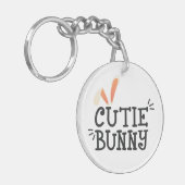 Eenvoudige Cutie Bunny Pasen Typografie | Button S Sleutelhanger (Voorkant Links)