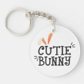Eenvoudige Cutie Bunny Pasen Typografie | Button S Sleutelhanger (Voorkant)
