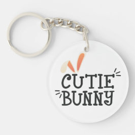 Eenvoudige Cutie Bunny Pasen Typografie | Button S Sleutelhanger