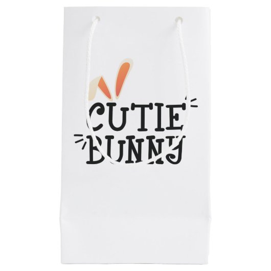 Eenvoudige Cutie Bunny Pasen Typografie | Cadeauta Klein Cadeauzakje (Voorkant)