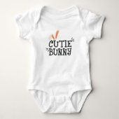 Eenvoudige Cutie Bunny Pasen Typografie | kostuum Romper (Voorkant)