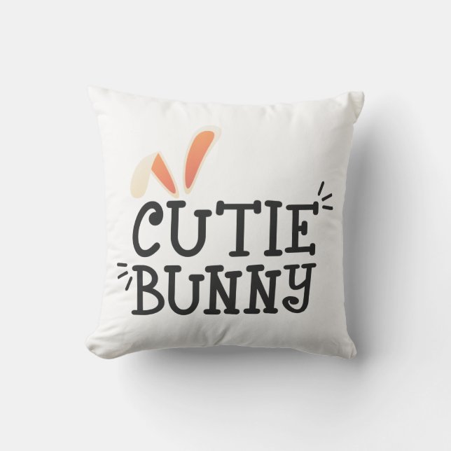 Eenvoudige Cutie Bunny Pasen Typografie Sierkussen (Voorkant)