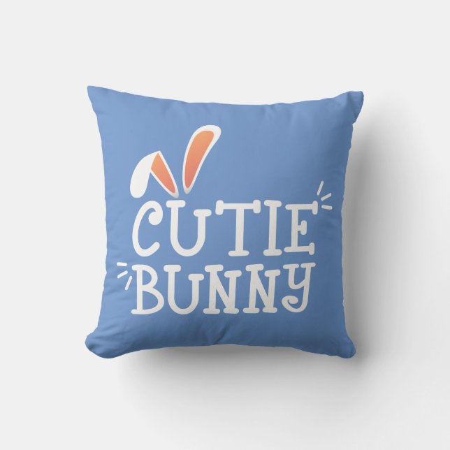 Eenvoudige Cutie Bunny Pasen Typografie Sierkussen (Voorkant)