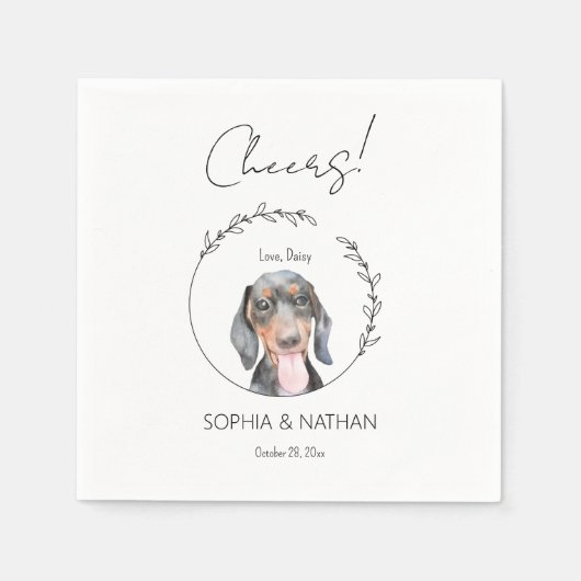 Eenvoudige Dachshund Hond Bruiloft Cocktail servet (Voorkant)