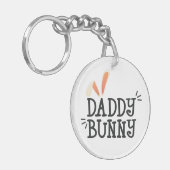 Eenvoudige Daddy Bunny Pasen Typografie | Button S Sleutelhanger (Voorkant Links)