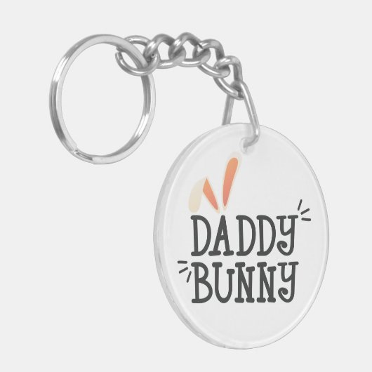 Eenvoudige Daddy Bunny Pasen Typografie | Button S Sleutelhanger (Voorkant Links)