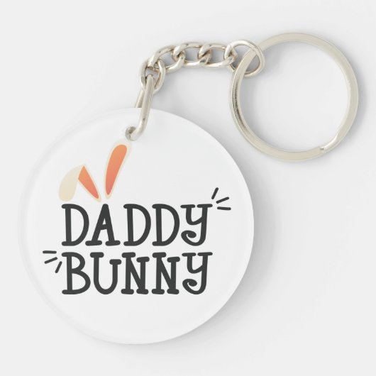 Eenvoudige Daddy Bunny Pasen Typografie | Button S Sleutelhanger (Achterkant)