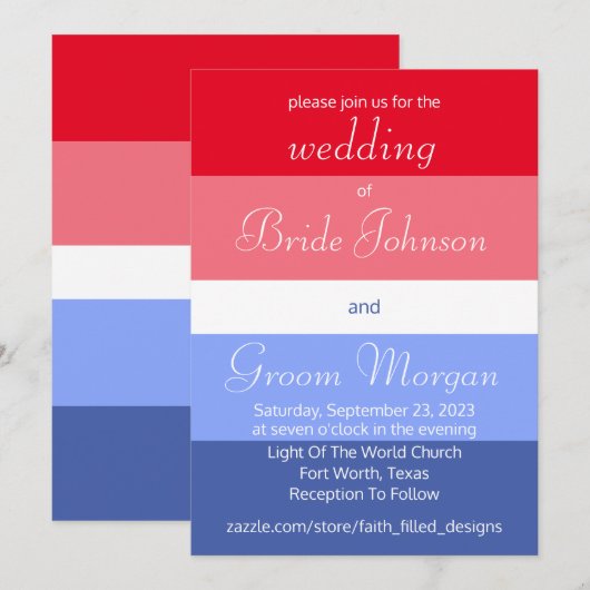 Eenvoudige Dag van de Arbeid Rood, Wit, & Blauw Om Kaart (Voorkant / Achterkant)