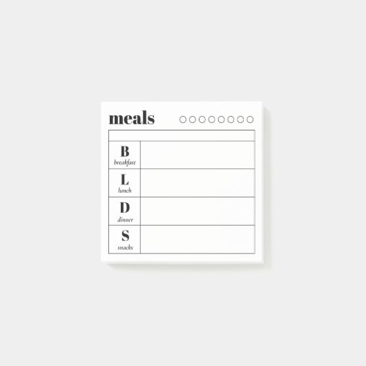 Eenvoudige dagelijkse maaltijdplanner plaknotitieb post-it® notes (Voorkant)
