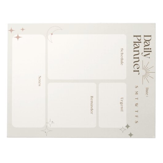 Eenvoudige dagelijkse planner met notities en heri notitieblok (Voorkant)