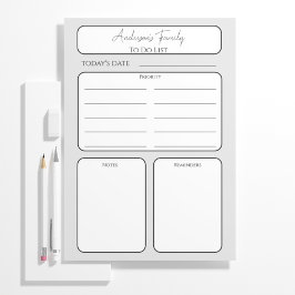 Eenvoudige dagelijkse planner om te doen lijst fam notitieblok