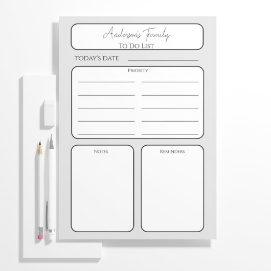 Eenvoudige dagelijkse planner om te doen lijst fam notitieblok