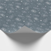 Eenvoudige Daisies Slate Blue Hand getrokken Cadeaupapier (Hoek)