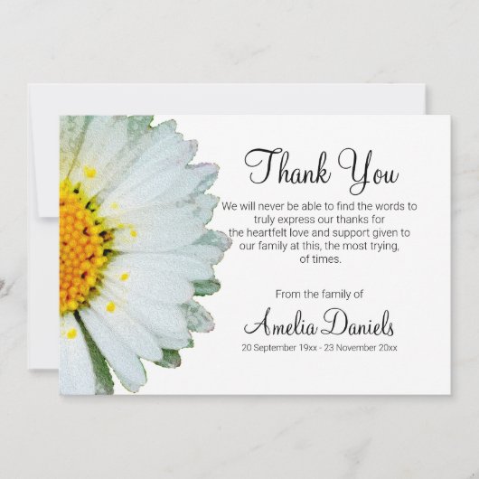 Eenvoudige Daisy begrafenis dank u kaarten (Voorkant)