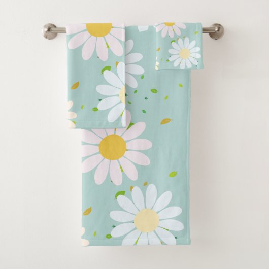 Eenvoudige Daisy Bloemen Bloempatroon trendy Girly Bad Handdoek (Insitu)