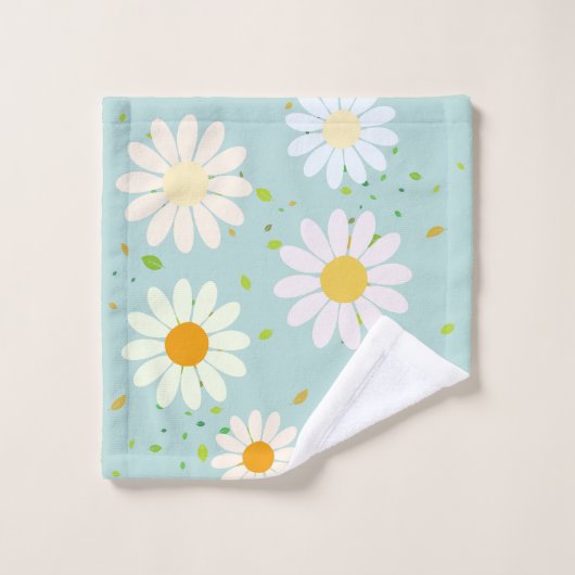 Eenvoudige Daisy Bloemen Bloempatroon trendy Girly Bad Handdoek (Wasdoekje)