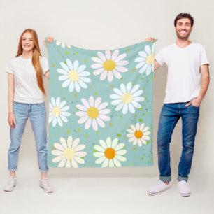 Eenvoudige Daisy Bloemen Bloempatroon trendy Girly Fleece Deken