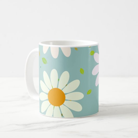 Eenvoudige Daisy Bloemen Bloempatroon trendy Girly Koffiemok (Voorkant links)